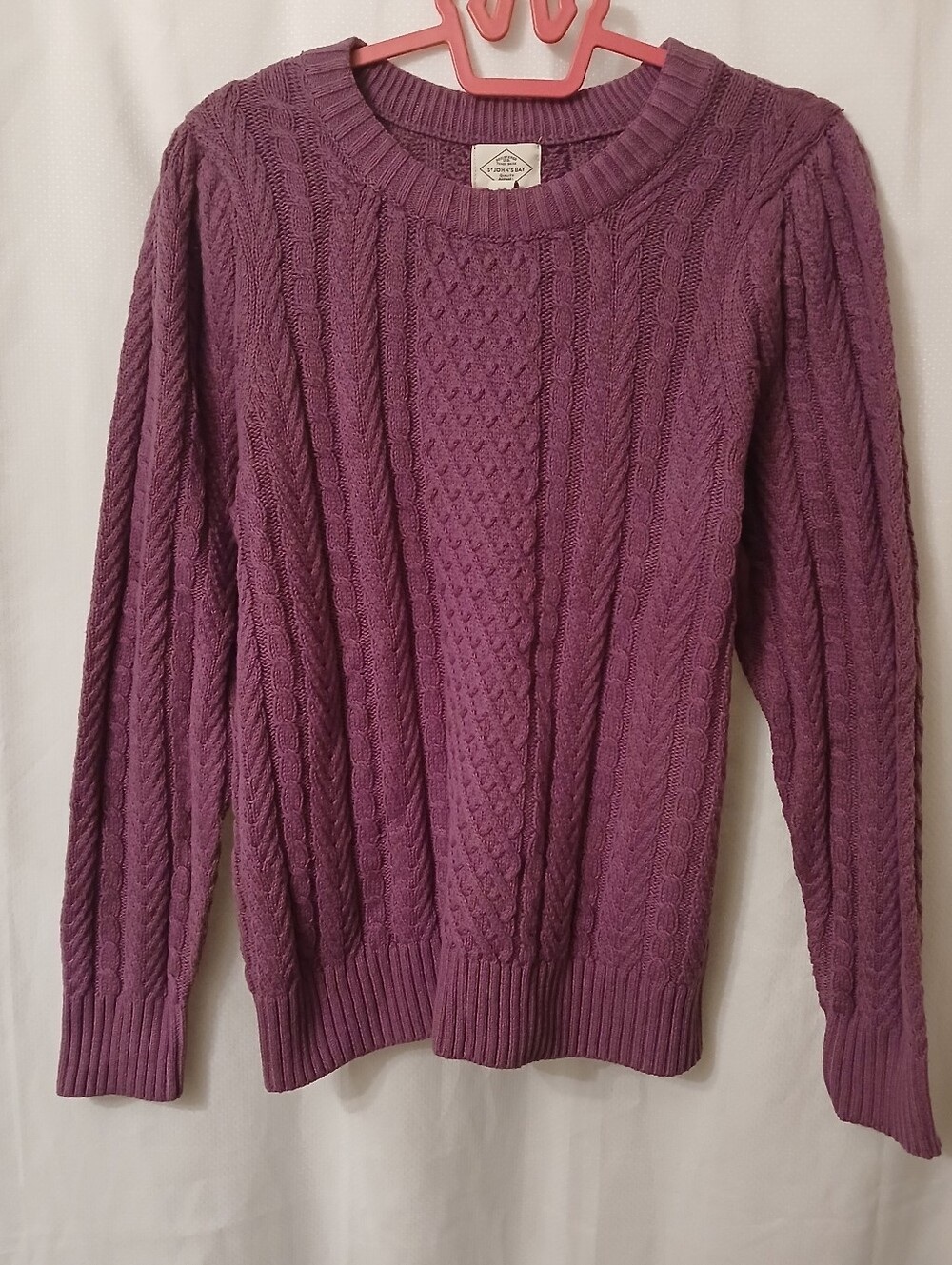 St. John's Bay Cable Knit Sweater - Purple w/ Pink Undertones, Size L Women's.